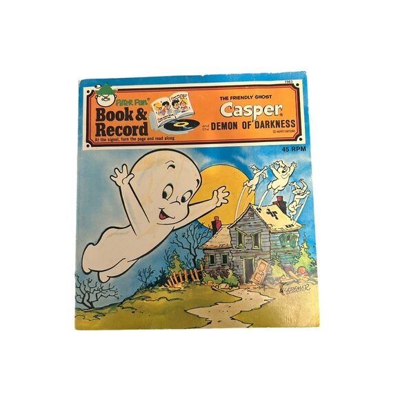 Casper The Friendly Ghost Book & Vinyl Record Set 45 RPM Demon Of Darkness - Picture 1 of 4
